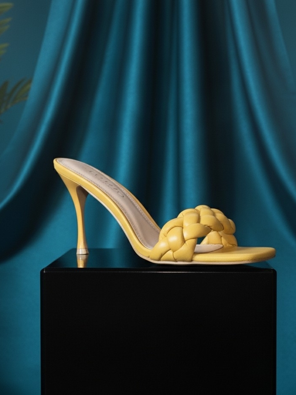 Braided High Heel Mule - Goldenrod Sandal